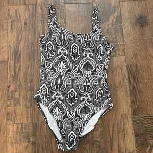 Catalina One Piece Swim Suit Black White Lined.